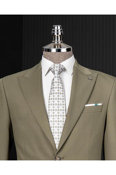 TerziAdemAltun Italian Style Double Breasted Jacket Pants Suit Green T14006