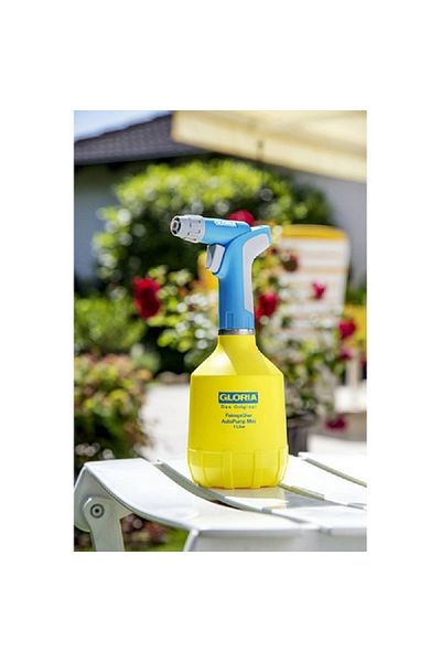 Gloria Auto Pump Mini Garden Pressure Sprayer Blue and Yellow 1 Liter