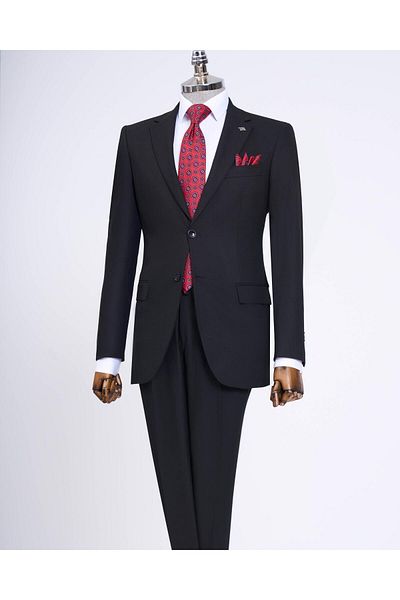TerziAdemAltun Slim Fit Jacket Pants Suit Black T13570