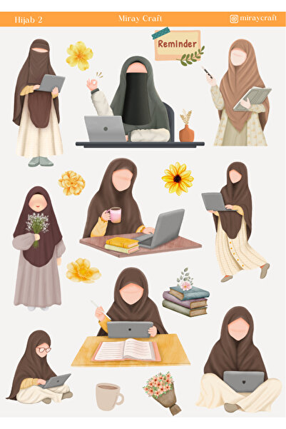 MirayDesign 1 autocolant tematic Hijab (12x17 cm) pentru Bullet Journal, Scra...