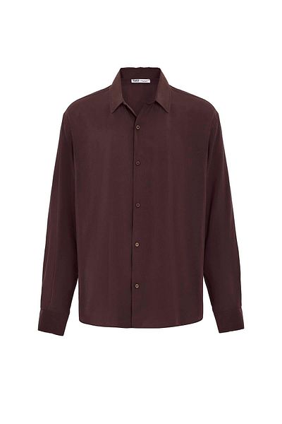 VAMOSCLO Basic Oversize Long Sleeve Modal Blended Shirt Brown