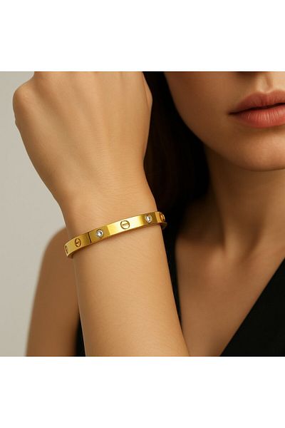 BY YASİN TOPÇU Steel Bracelet with Screw Zircon Detail