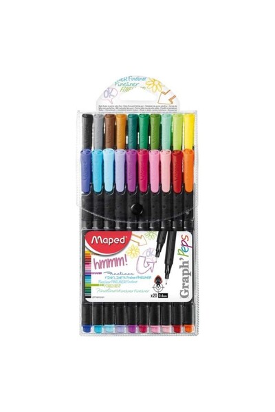 Maped Fineliner Keçe Uç Kalem Extra Fine 0.4mm 20 Renk Askılı Paket 315414749...