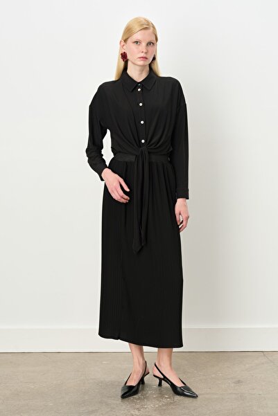 Nihan Beli Lastikli Pilise Etek Siyah