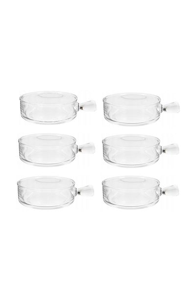 Dania Set of 6 yogurt and dessert plates, nuts and other serving dishes, made of clear glass, size 5*15 cm