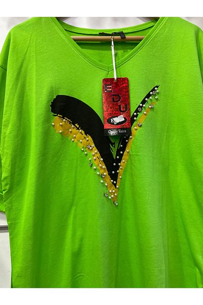 edu collection Single Jersey Combed Cotton Printed Pearl Slit Tunic