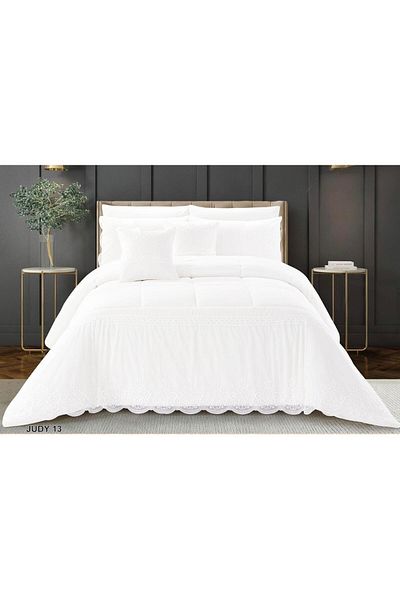 SON Luxury Double Bridal Bedspread with Lace, 8 Pieces, Sugar