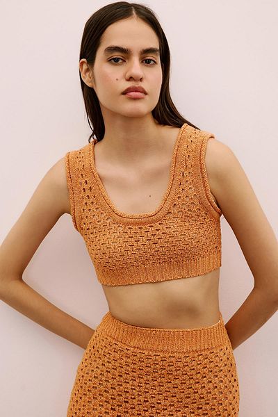 Rue Studio Πλεκτό με τρύπα Πορτοκαλί Bustier