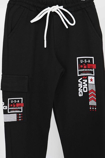 TOFİSA Boy's Black Sweatpants - 27382