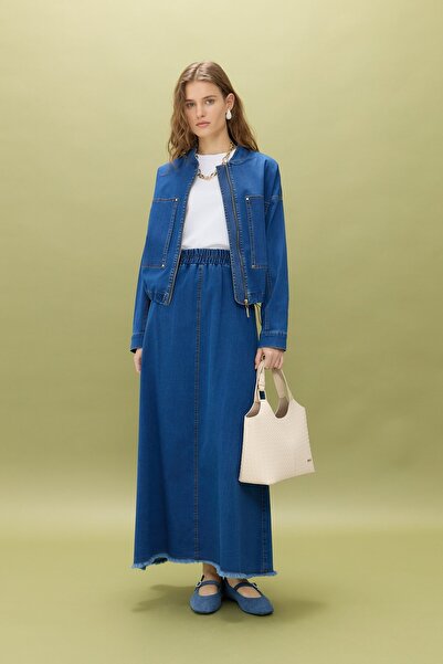 Nihan Kot Etek Ceket Denim Takım İndigo