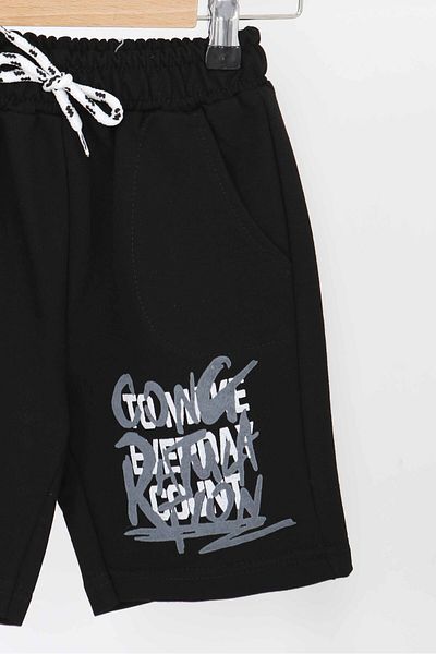 TOFİSA Boy's Black Printed Shorts - 27330