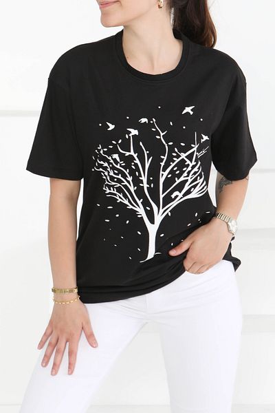 TOFİSA Printed Stone T-Shirt Black - 27375