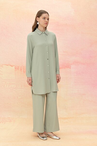 Nihan Taş Detaylı Pantolon Tunik Takım Mint