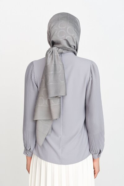 Nihan Kolları Pilise Bluz Gri