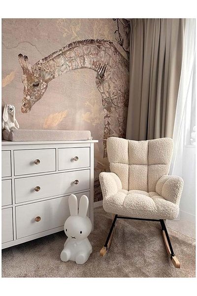 rexa Teddy Fleece Rocking Chair “Vidin White” – Cozy Nursery & Living Room Glider