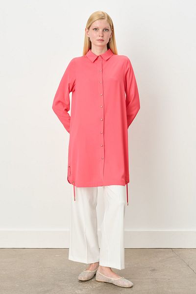 Nihan Eyelet Detailed Tunic Coral