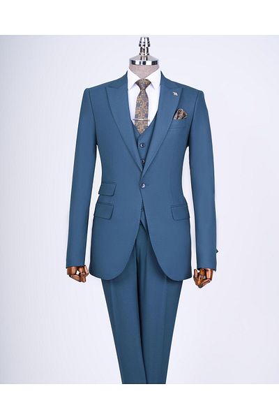 TerziAdemAltun Italian Style Slim Fit 8 Drop Jacket Vest Pants Suit Green T12631