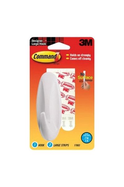 COMMAND Designer Adhesive Hook with 2 Strips White Large