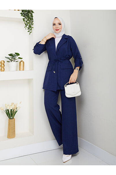 modapark.ist بدلة نسائية مع بنطلون بحزام الخصر