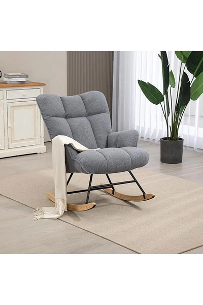 rexa Teddy Fleece Rocking Chair “Vidin gray” – Cozy Nursery & Living Room Glider