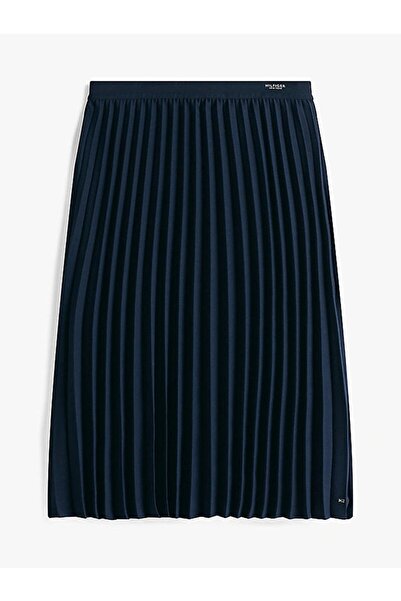 Tommy Hilfiger Fluid Pleated Pull on Midi Skirt Women's Blue Skirt Ww0Ww43886C1G