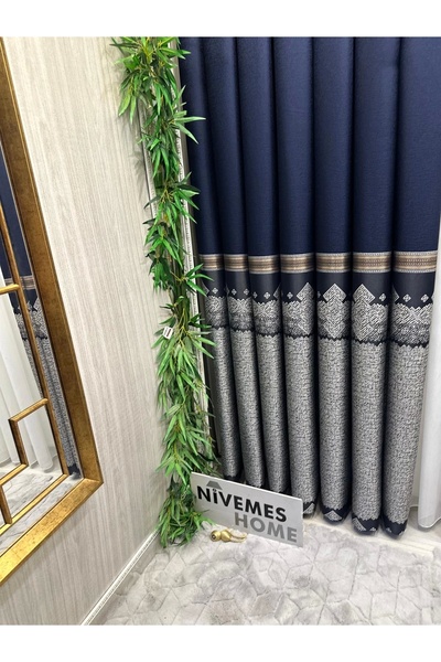 NİVEMESHOME ARSUZ FT614288 V-508 DARK BLUE 1/3 ستارة خلفية مطوية APM