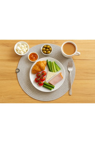 UPEKA 4-Piece Jütip Supla Round American Table Service Gray Color 28X28Cm