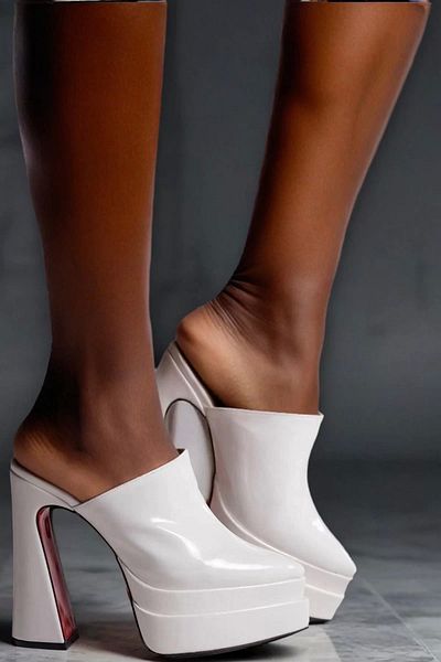 PayBuy Stylish Design Double Platform Design Closed Toe High Heel Slippers Stylish and Elegant Evening Dress Shoes