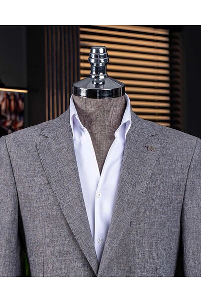 TerziAdemAltun Italian Style Slim Fit Mono Lapel Jacket Pants Suit Gray T14364