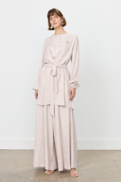 Nihan Jakar Pantolon Tunik Takım Bej