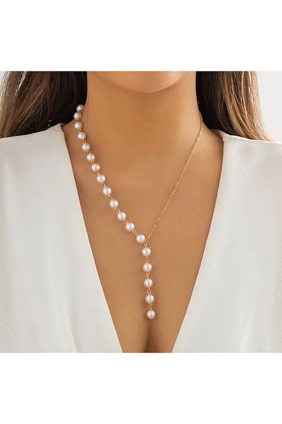 KÜP AKSESUAR Pearl Stone Low-Cut Necklace