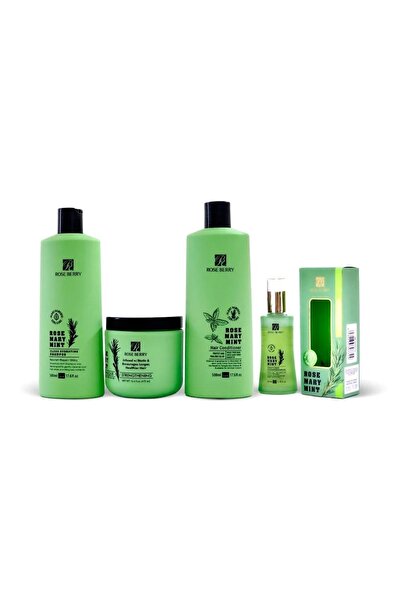ROSE BERRYY طقم العناية بالشعر بخلاصة إكليل الجبل والنعناع 4 قطع