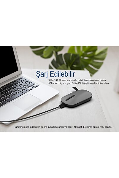 Inca IWM-242 Bluetooth+Wireless Double Mod Rechargeable Handhold Silent Mouse