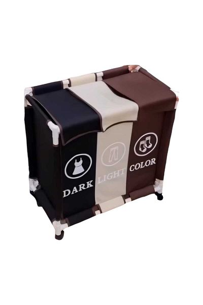 BUNCA 3-compartment laundry basket, 64 x 60 x 35 cm, with wheels and a top lid, for easy organization of laundry at home