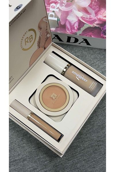 ROSE BERRYY Foundation package consisting of compact powder, foundation, and concealer - medium beige