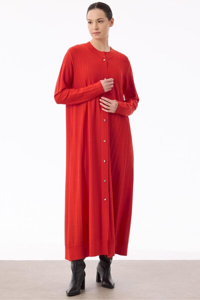 Tığ Triko Ζακέτα με λεπτομέρεια Nervür Max Boy Knitwear Rayon ΚΟΚΚΙΝΟ