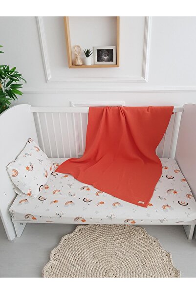 ilkimbebe مجموعة غطاء لحاف للأطفال من الموسلين بأربعة طبقات مقاس 100 × 120 بأ...