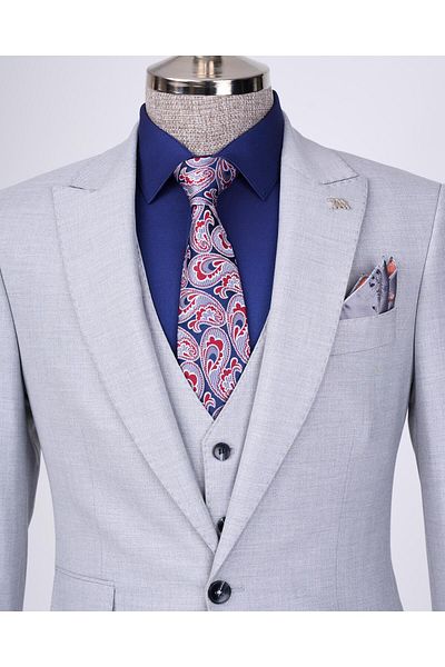 TerziAdemAltun Italian Style Slim Fit 8 Drop Jacket Vest Pants Suit Gray T12634