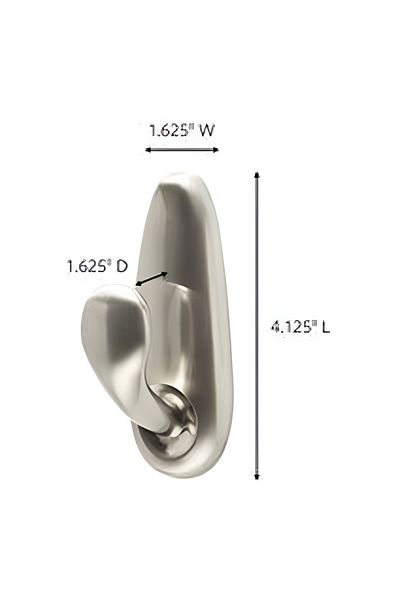 COMMAND Damage-Free Large Metal Durable Multi-Purpose Hanging Hook Brushed Nickel