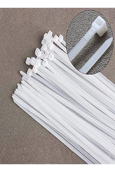 RAHALIFE HOME SOLUTION RAHALIFE 250mm White Cable Ties (100 Pack) | Heavy Duty Nylon Zip Ties | 18kg Strength, Self-Locking