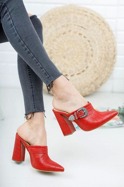 PayBuy Stylish Design Crocodile Buckle Heeled Slippers Stylish and Elegant Evening Dress Shoes