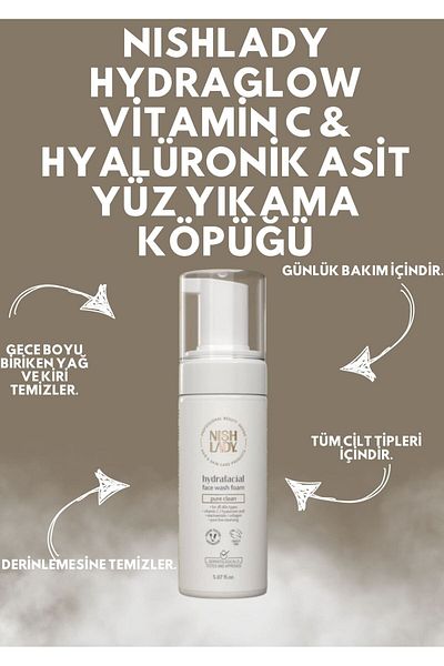 NISHLADY Hydraglow Vitamin C & Hyaluronic Acid Face Wash Foam - Deeply Cleansing