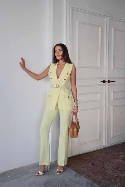 Swass Valoria Gold Belt Detailed Suit Yellow