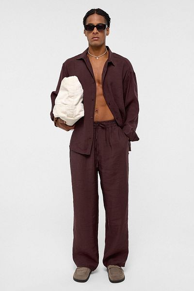 VAMOSCLO Basic Oversize Long Sleeve Modal Blended Shirt Brown