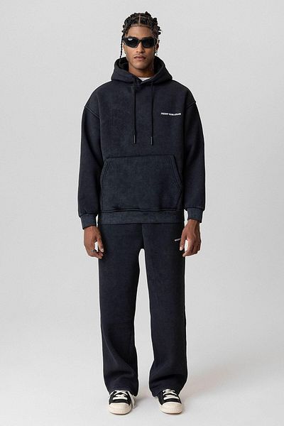VAMOSCLO Washed Lettering Detailed Oversize Tracksuit Set Black
