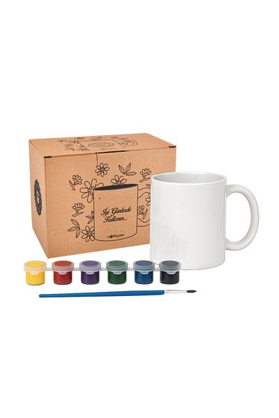 Çılgıntrend Mug Cup Painting Set – Design Your Own Gift Boxed Ceramic Mug and Paint Set
