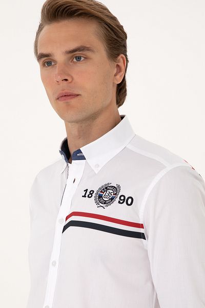 U.S. Polo Assn. Men's White Long Sleeve Shirt 50299585-Vr013