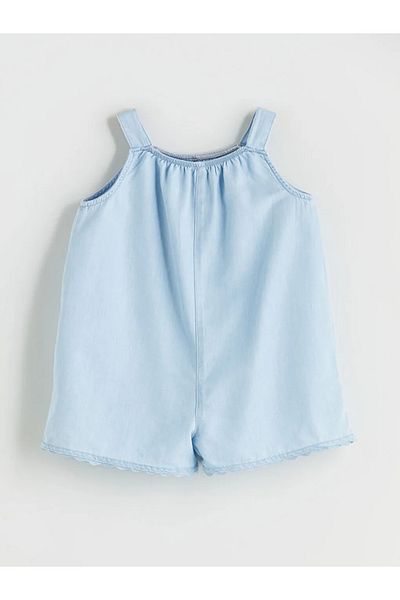 LC Waikiki Lcw Kids Blue Flower Embroidered Girl Jean Dress