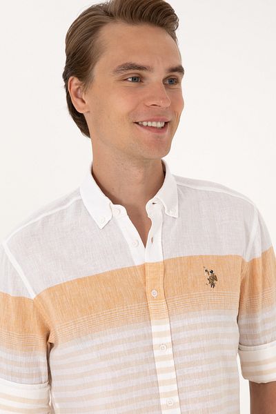 U.S. Polo Assn. Men's Orange Long Sleeve Shirt 50300105-Vr202