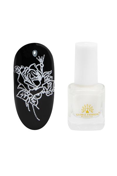 global fashion Oja pentru stampila unghii, 5ml, alba